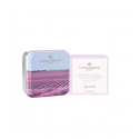  Boîte carrée en métal motif champs de Lavande avec savon Lavande - 100g