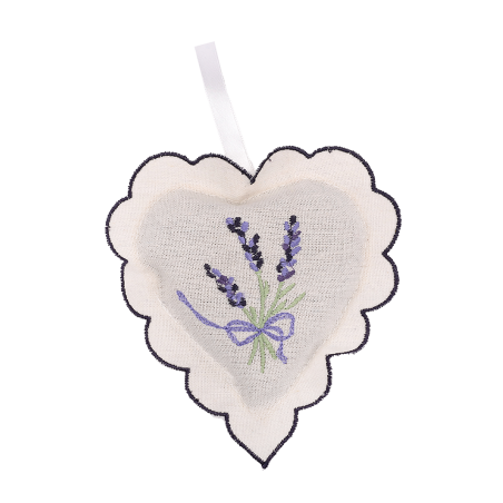 Lavender and Lavandin Embroidered linen heart