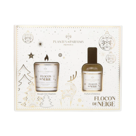 Coffret Flocon de Neige : Bougie Végétale parfumée 75g  et  Parfum d'intérieur 50ml