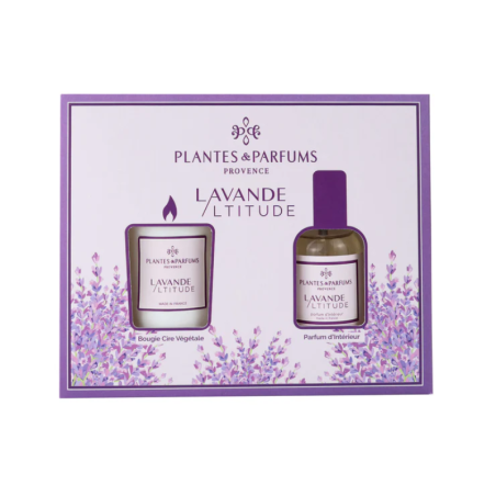 Coffret Lavande : Bougie Végétale parfumée 75g  et  Parfum d'intérieur 50ml
