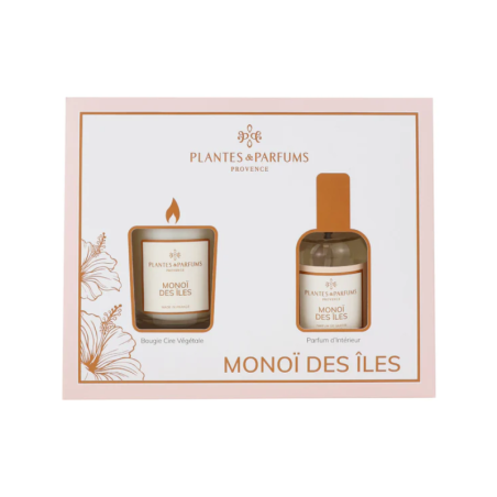 Coffret Monoï : Bougie Végétale parfumée 75g  et  Parfum d'intérieur 50ml