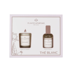 Coffret Thé blanc : Bougie Végétale parfumée 75g  et  Parfum d'intérieur 50ml
