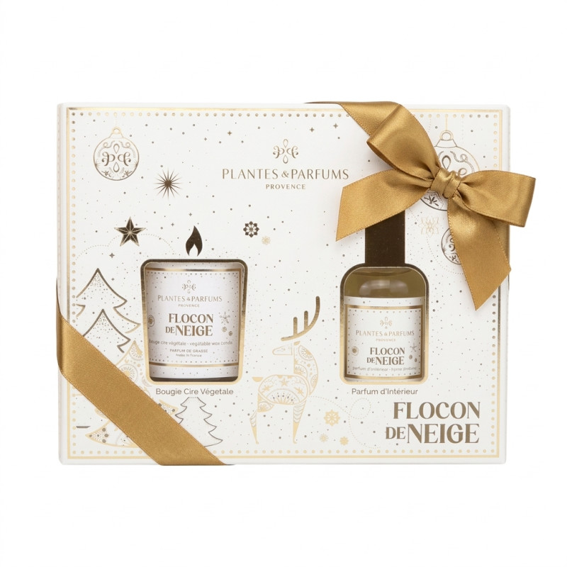 Coffret Flocon de Neige : Bougie Végétale parfumée 75g  et  Parfum d'intérieur 50ml