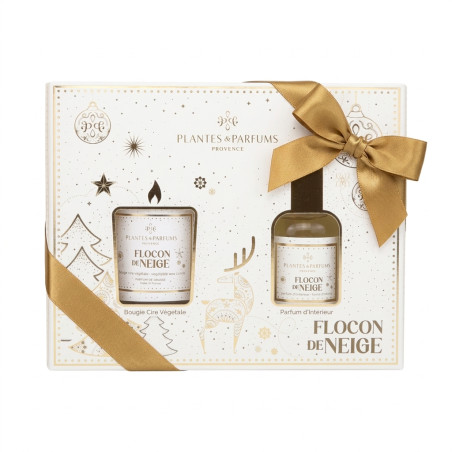 Coffret Flocon de Neige : Bougie Végétale parfumée 75g  et  Parfum d'intérieur 50ml
